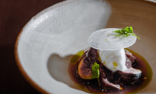 Figues, sorbet coco, estragon