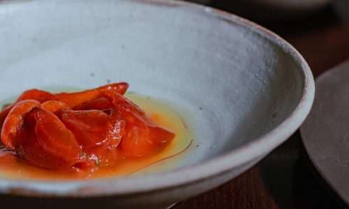 Carpaccio de betterave, courge butternut, cajou