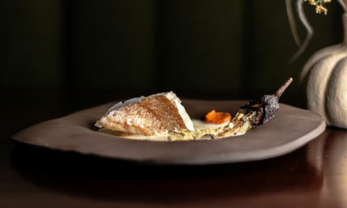 Sébaste, aubergine du japon, tobanjan beurre blanc